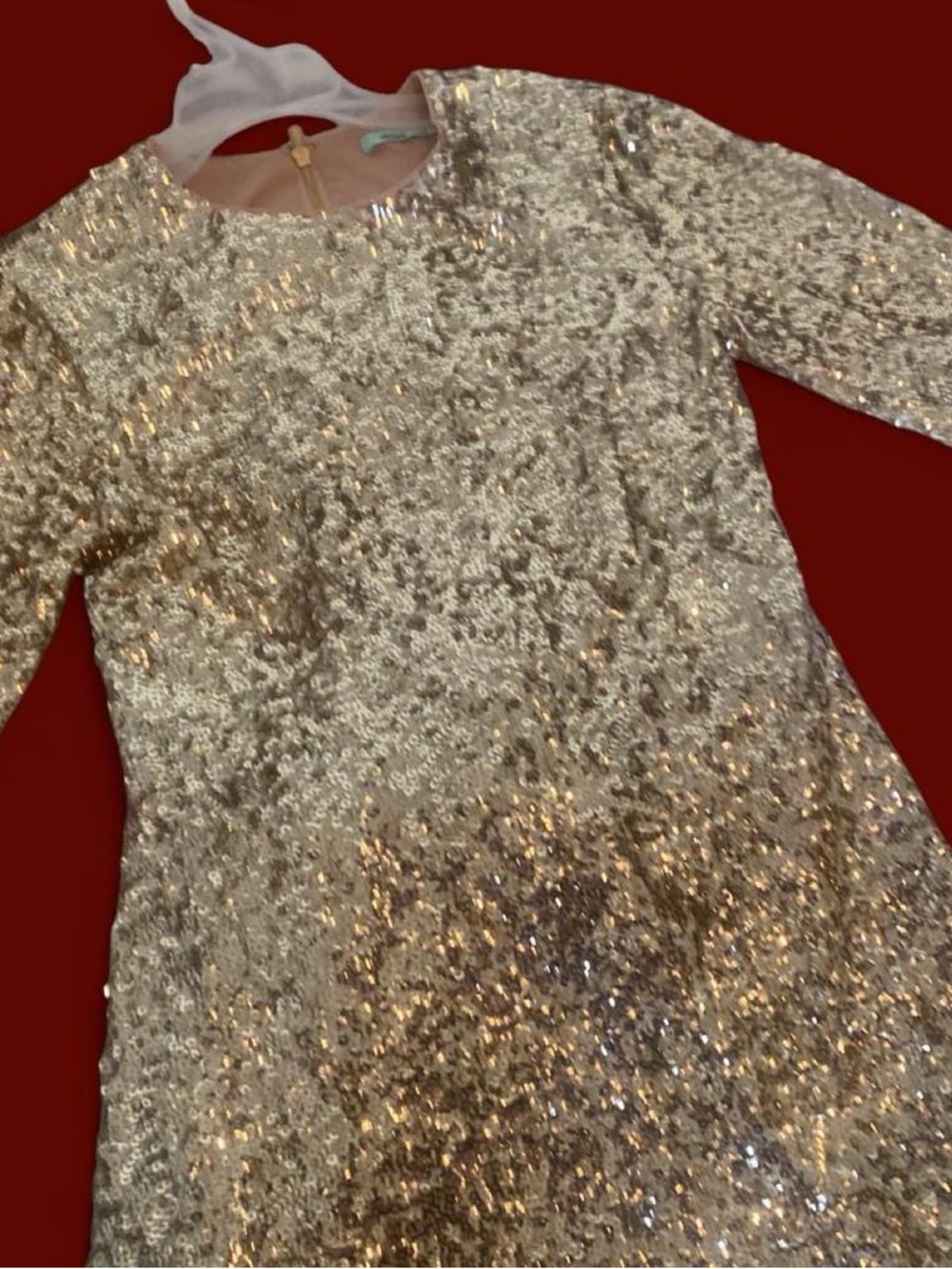 Gold Sequin Long Sleeve Women's Top - Elegant Evening Sparkle